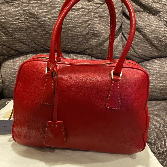 Prada Handbags - PRADA Daino Sport Rosso Bag